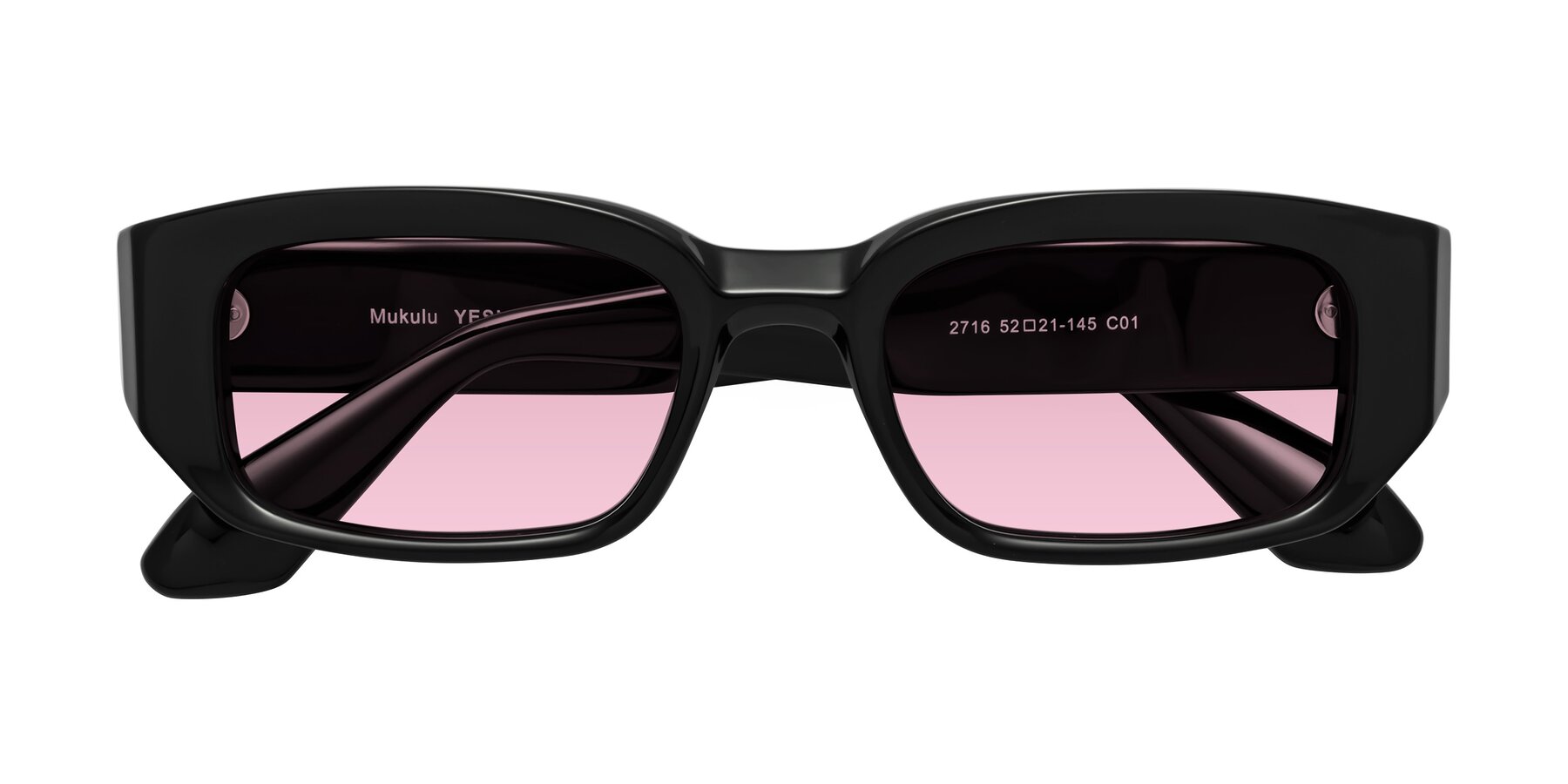 Folded Front of Mukulu in Black with Light Wine Tinted Lenses
