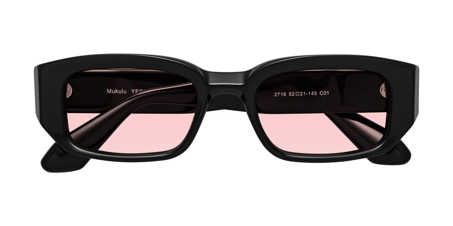 Folded Front of Mukulu in Black with Light Garnet Tinted Lenses