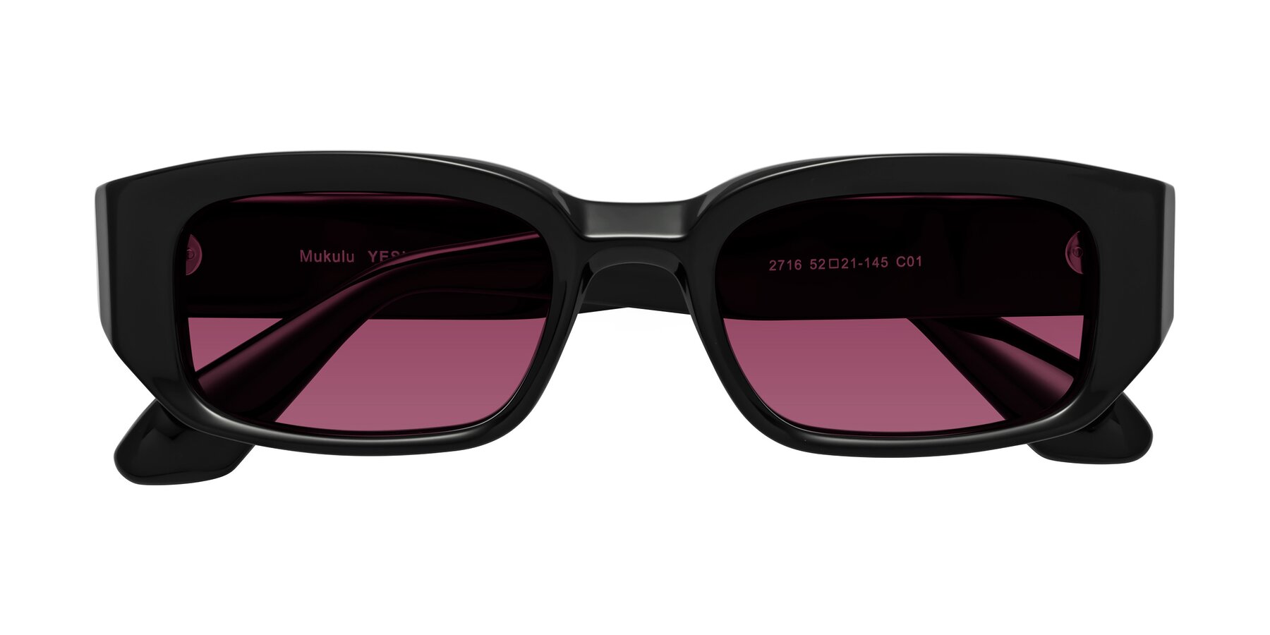 Folded Front of Mukulu in Black with Wine Tinted Lenses