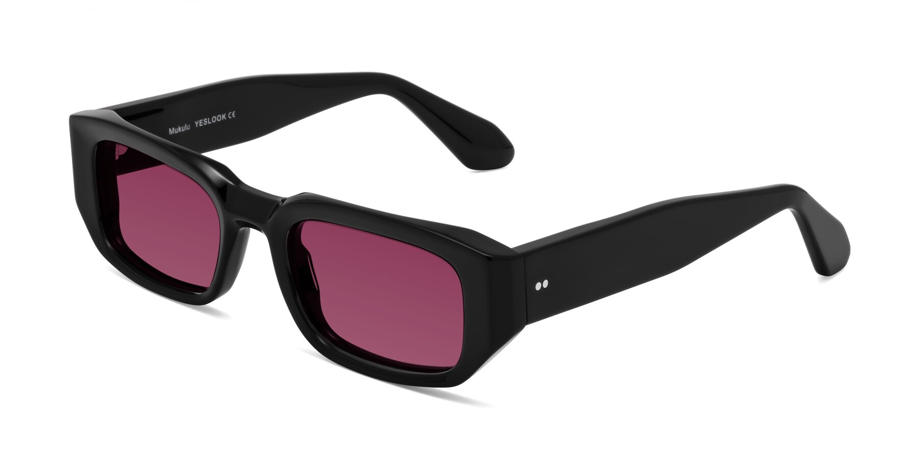 Angle of Mukulu in Black with Wine Tinted Lenses