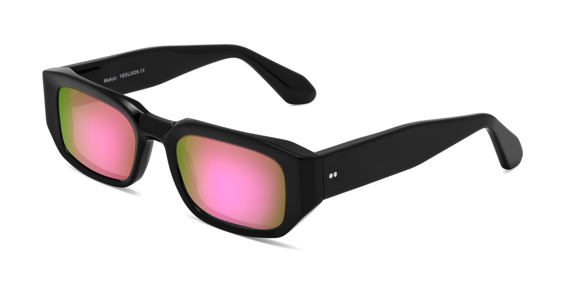 Angle of Mukulu in Black with Pink Mirrored Lenses