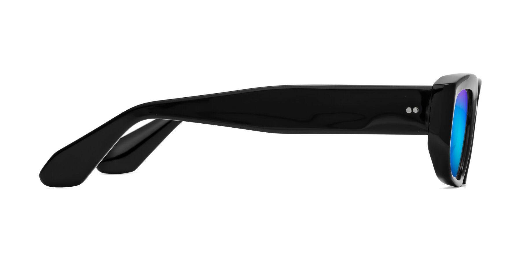 Side of Mukulu in Black with Blue Mirrored Lenses