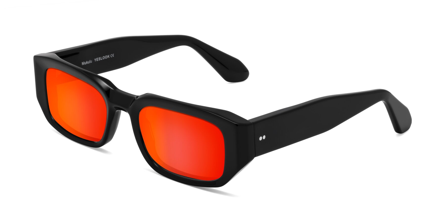 Angle of Mukulu in Black with Red Gold Mirrored Lenses