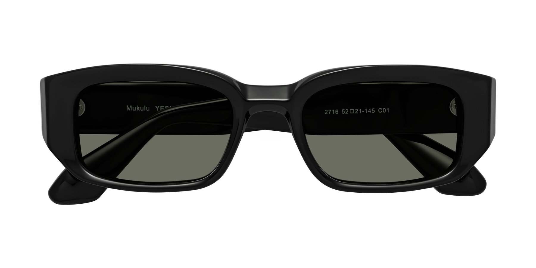 Folded Front of Mukulu in Black with Gray Polarized Lenses