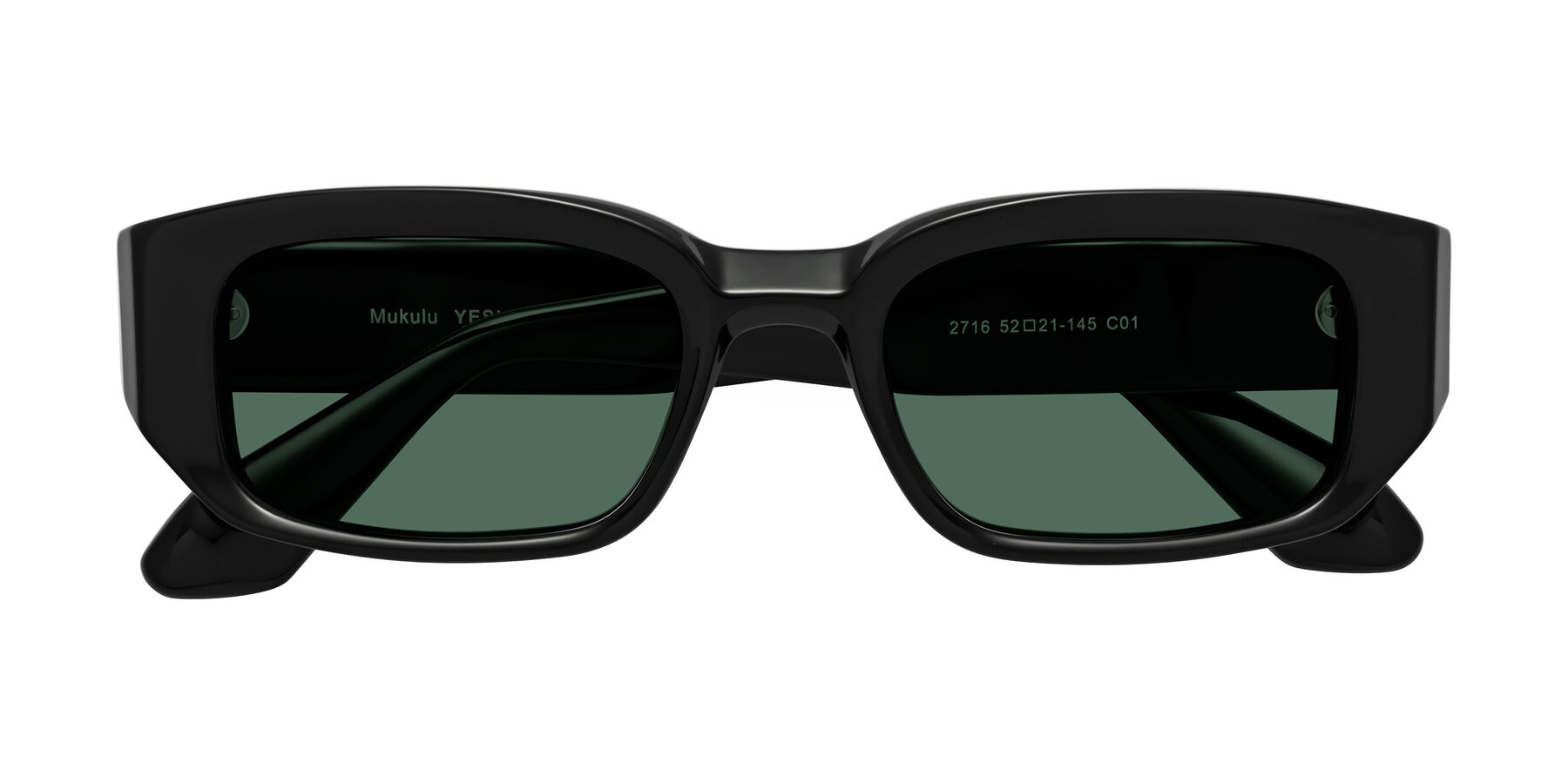 Folded Front of Mukulu in Black with Green Polarized Lenses