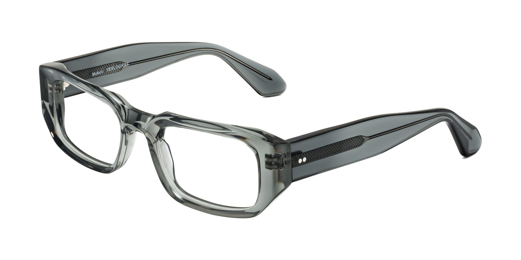 Angle of Mukulu in Transparent Gray with Clear Eyeglass Lenses