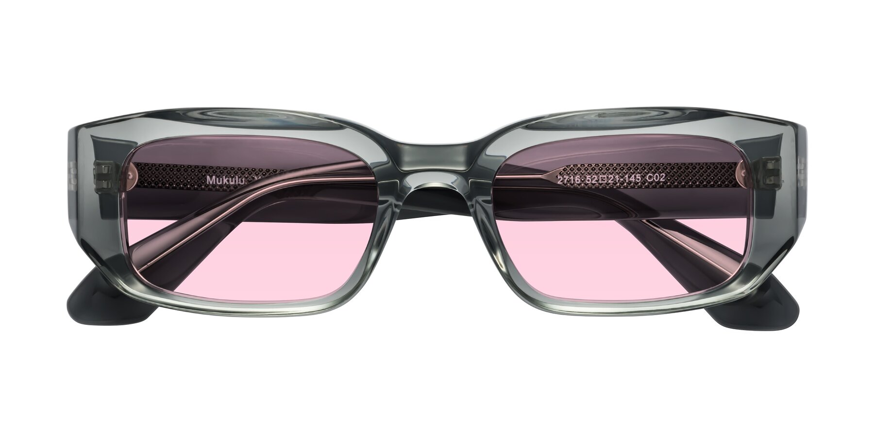 Folded Front of Mukulu in Transparent Gray with Light Pink Tinted Lenses