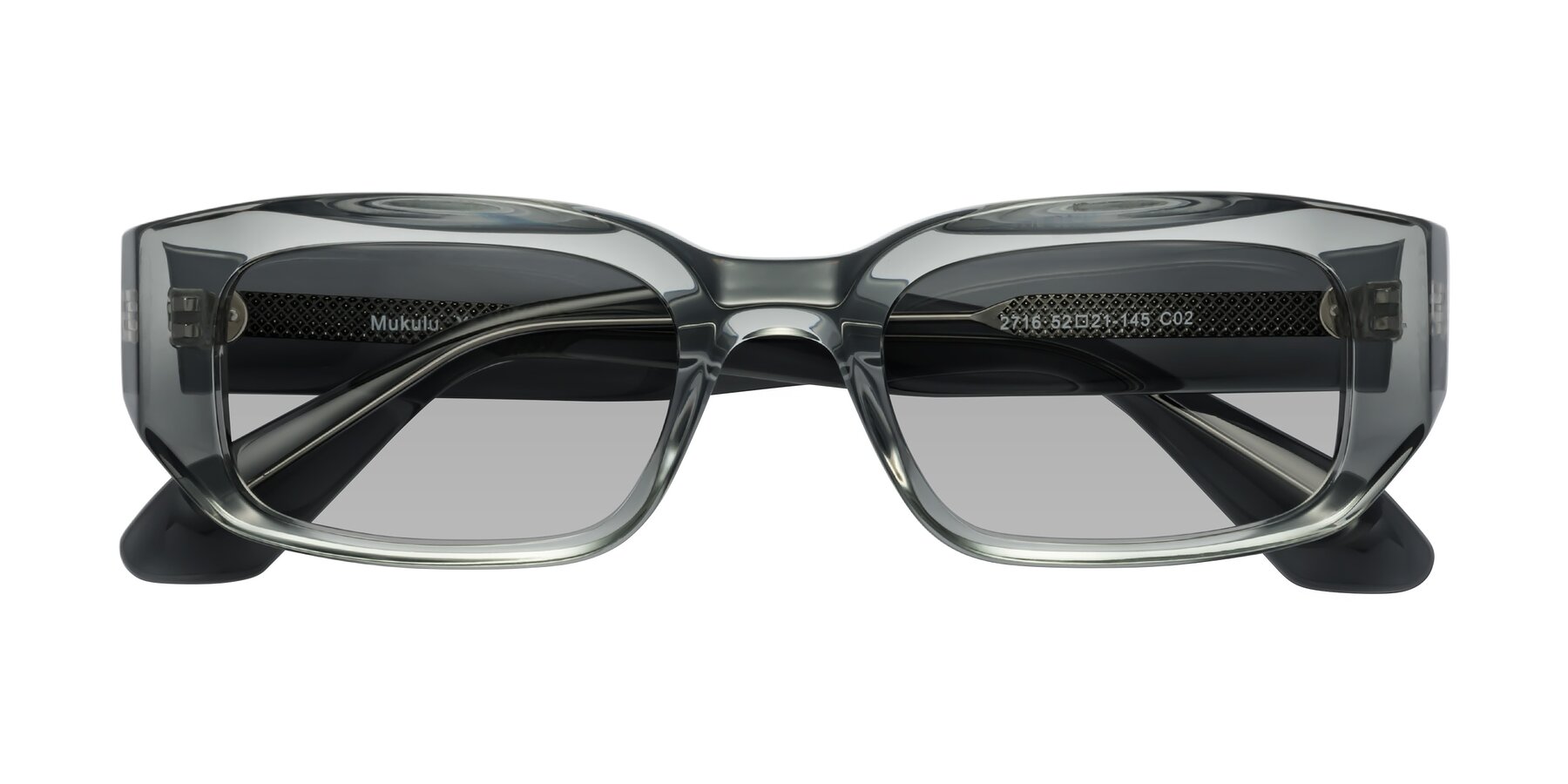 Folded Front of Mukulu in Transparent Gray with Light Gray Tinted Lenses