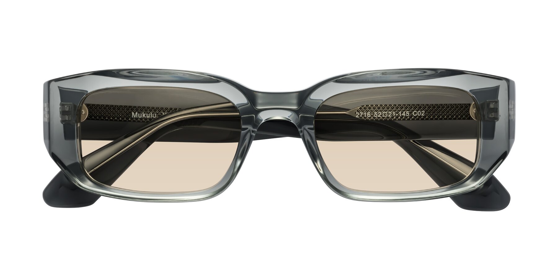 Folded Front of Mukulu in Transparent Gray with Light Brown Tinted Lenses