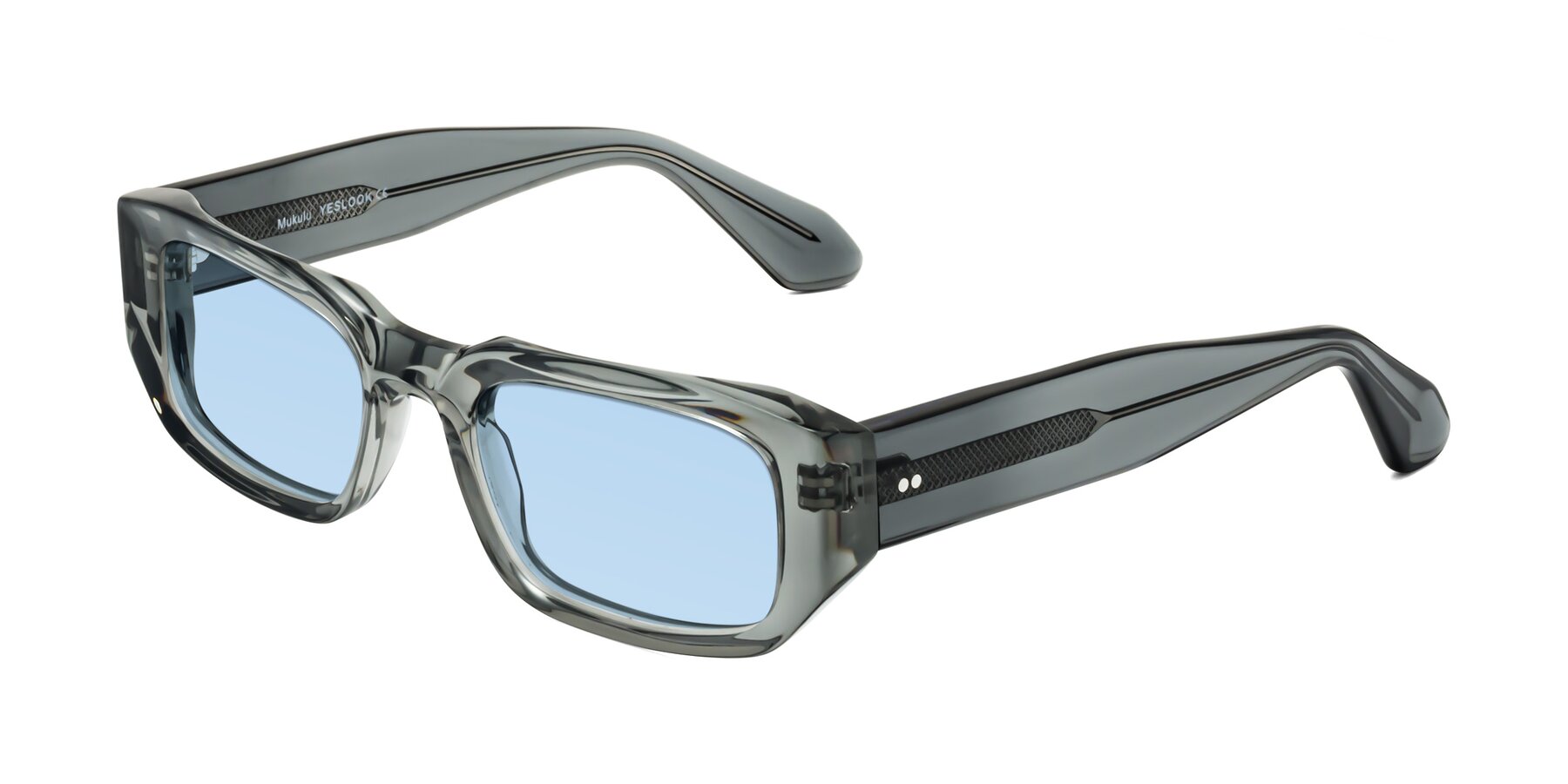 Angle of Mukulu in Transparent Gray with Light Blue Tinted Lenses