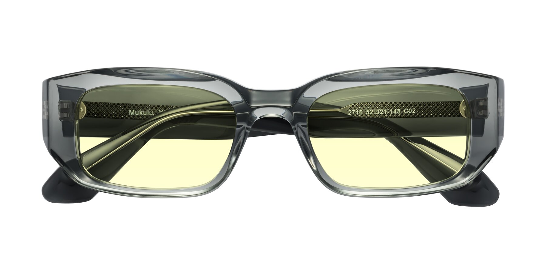 Folded Front of Mukulu in Transparent Gray with Light Yellow Tinted Lenses
