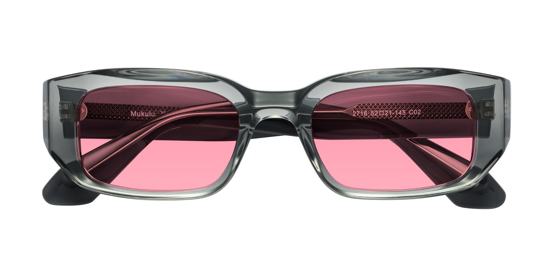 Folded Front of Mukulu in Transparent Gray with Pink Tinted Lenses