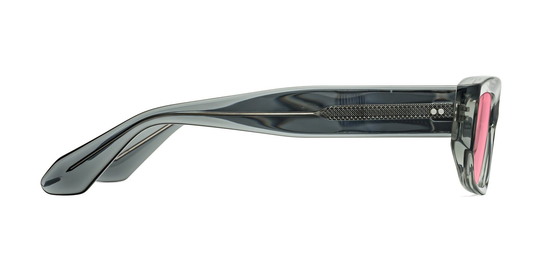 Side of Mukulu in Transparent Gray with Pink Tinted Lenses