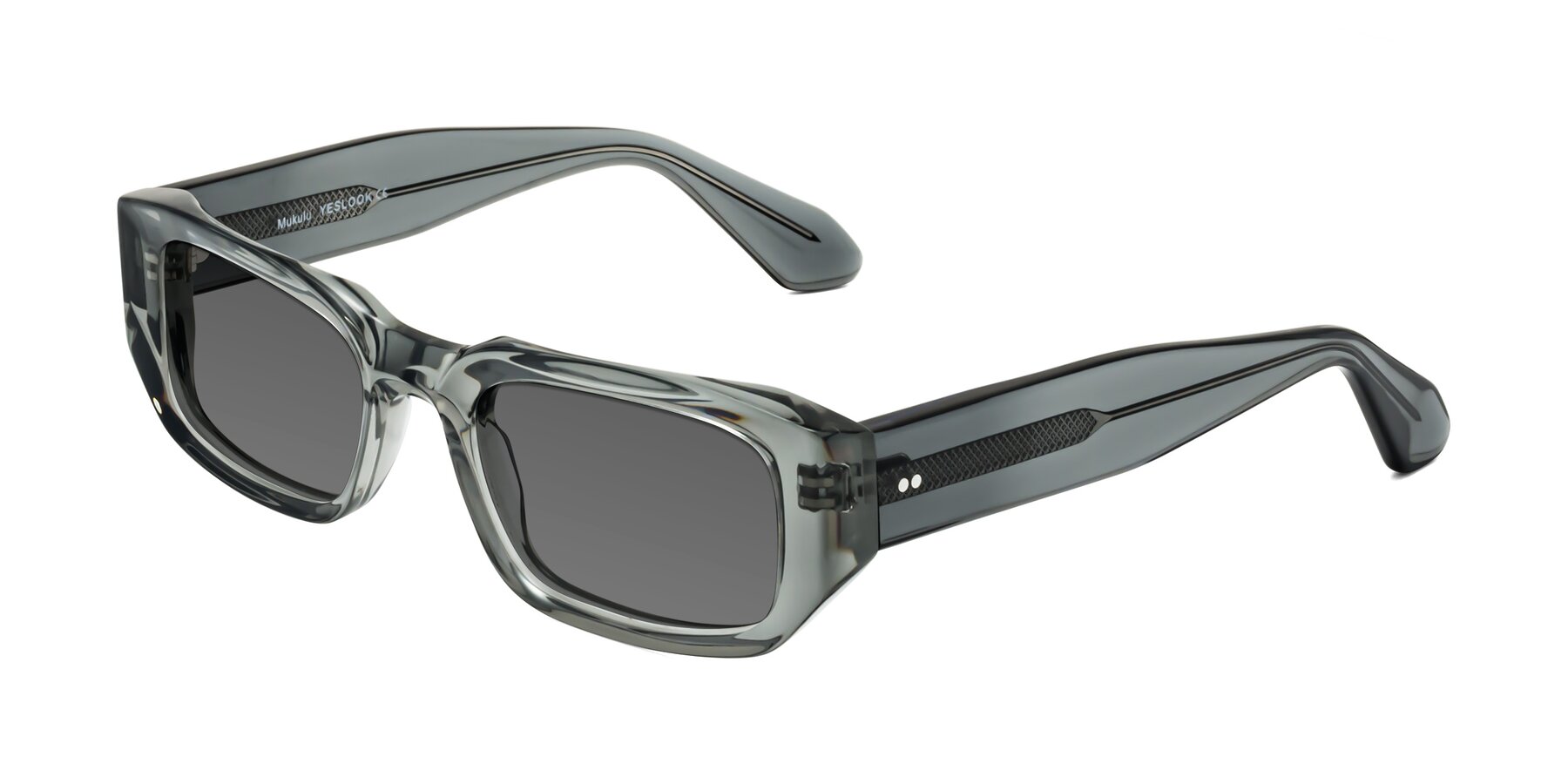 Angle of Mukulu in Transparent Gray with Medium Gray Tinted Lenses