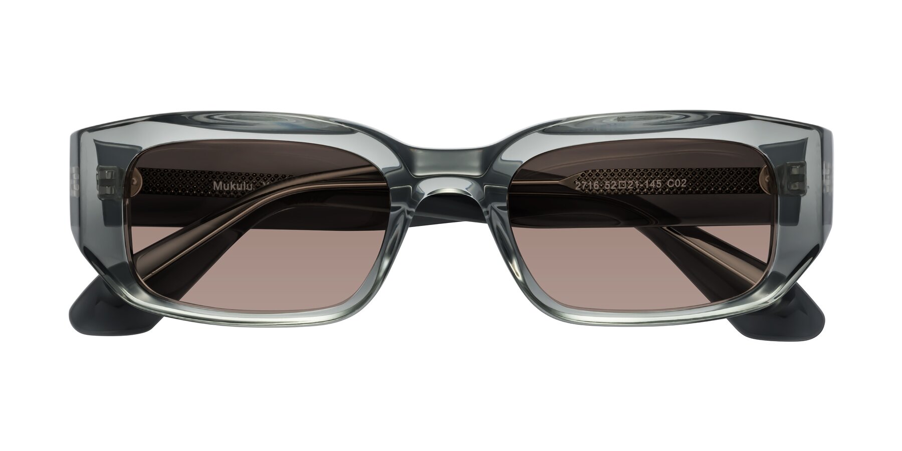 Folded Front of Mukulu in Transparent Gray with Medium Brown Tinted Lenses
