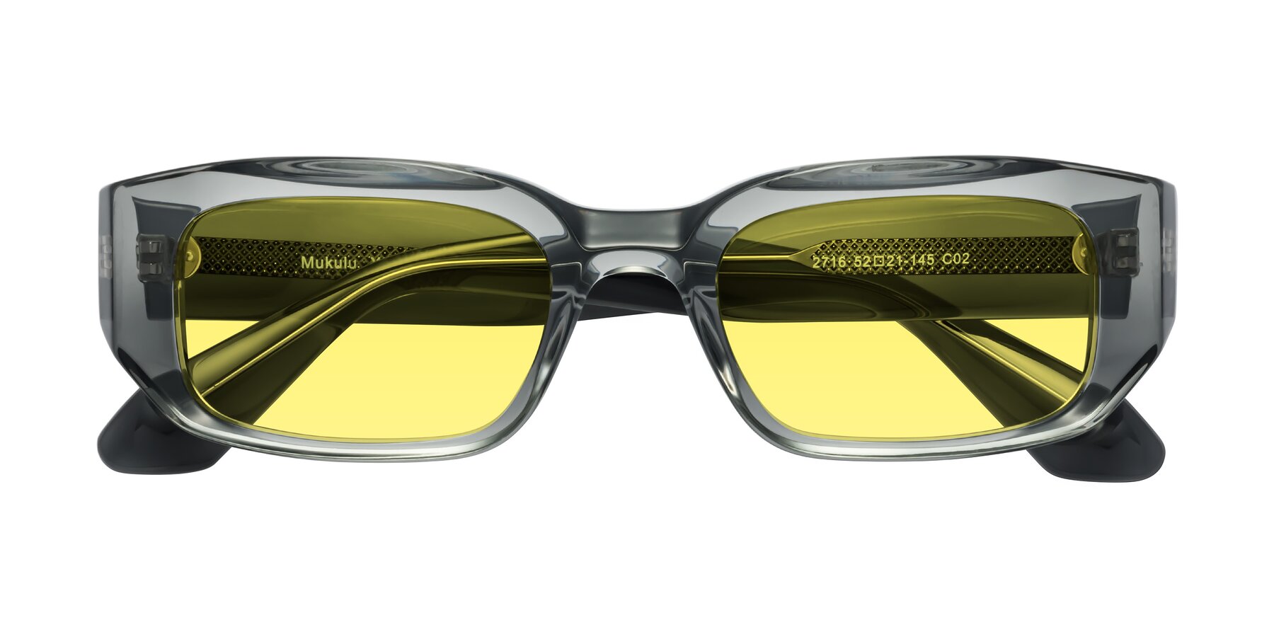 Folded Front of Mukulu in Transparent Gray with Medium Yellow Tinted Lenses
