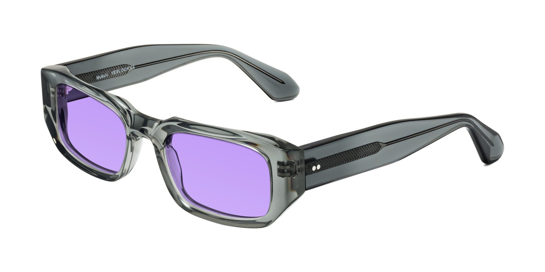 Angle of Mukulu in Transparent Gray with Medium Purple Tinted Lenses