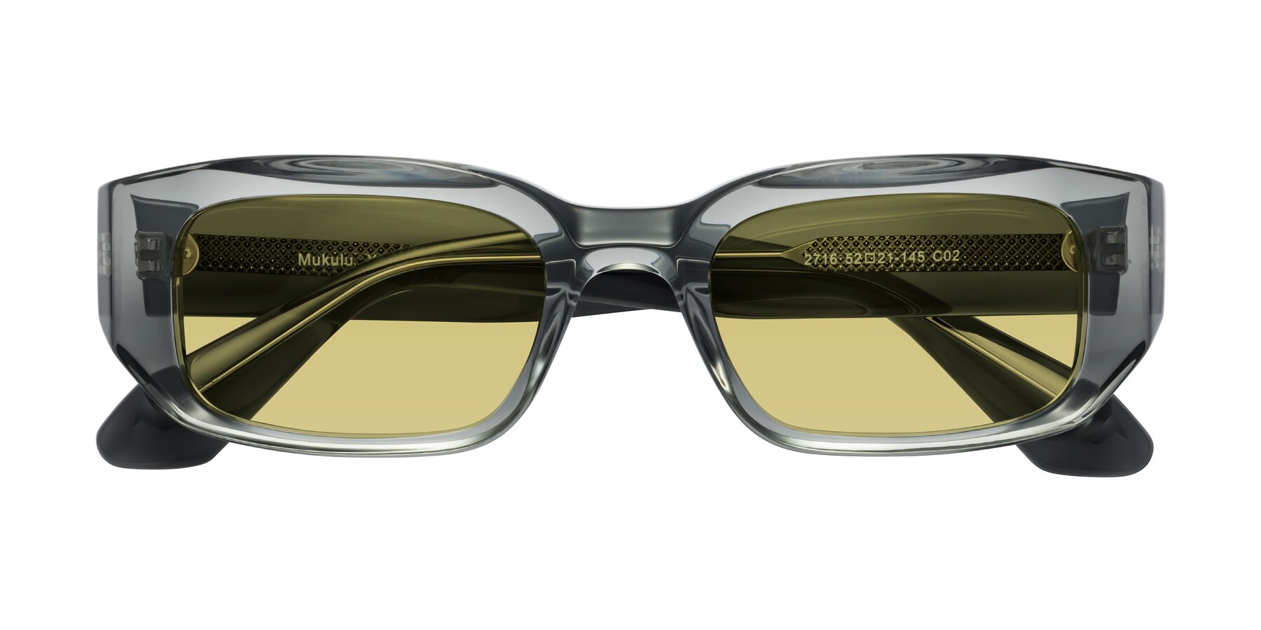 Folded Front of Mukulu in Transparent Gray with Medium Champagne Tinted Lenses