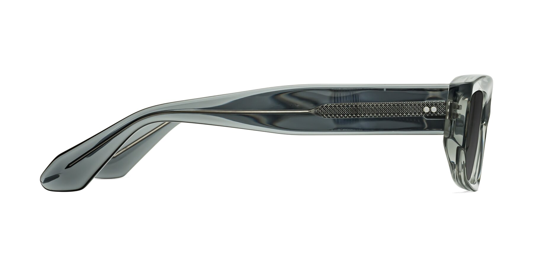 Side of Mukulu in Transparent Gray with Gray Tinted Lenses