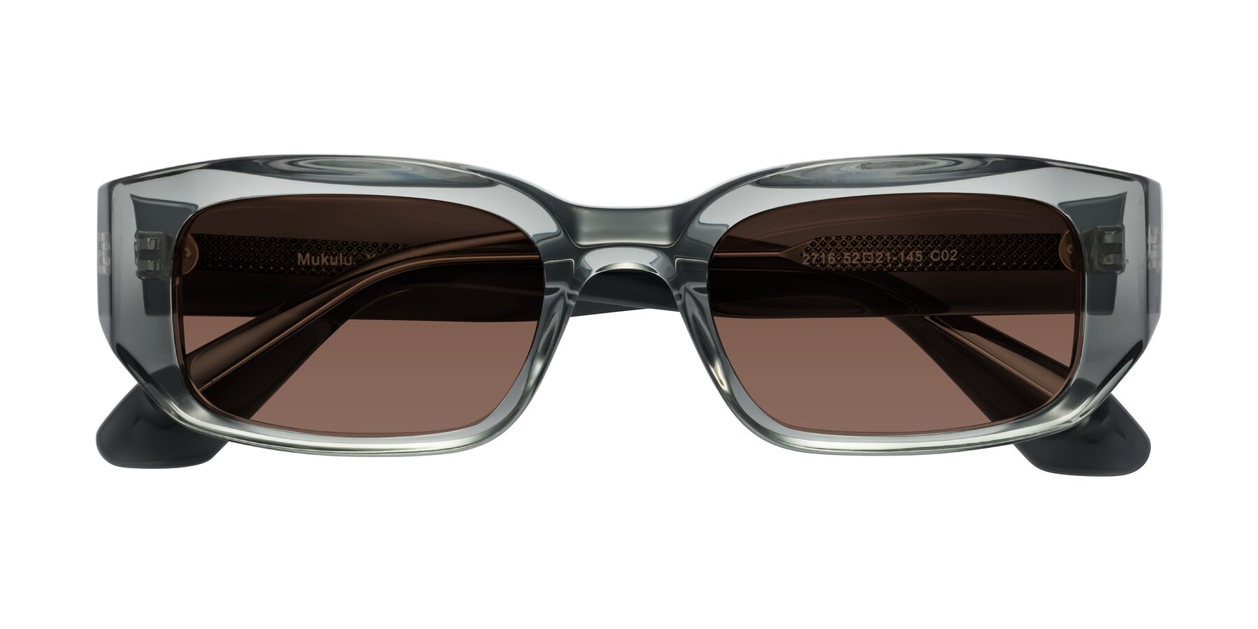 Folded Front of Mukulu in Transparent Gray with Brown Tinted Lenses