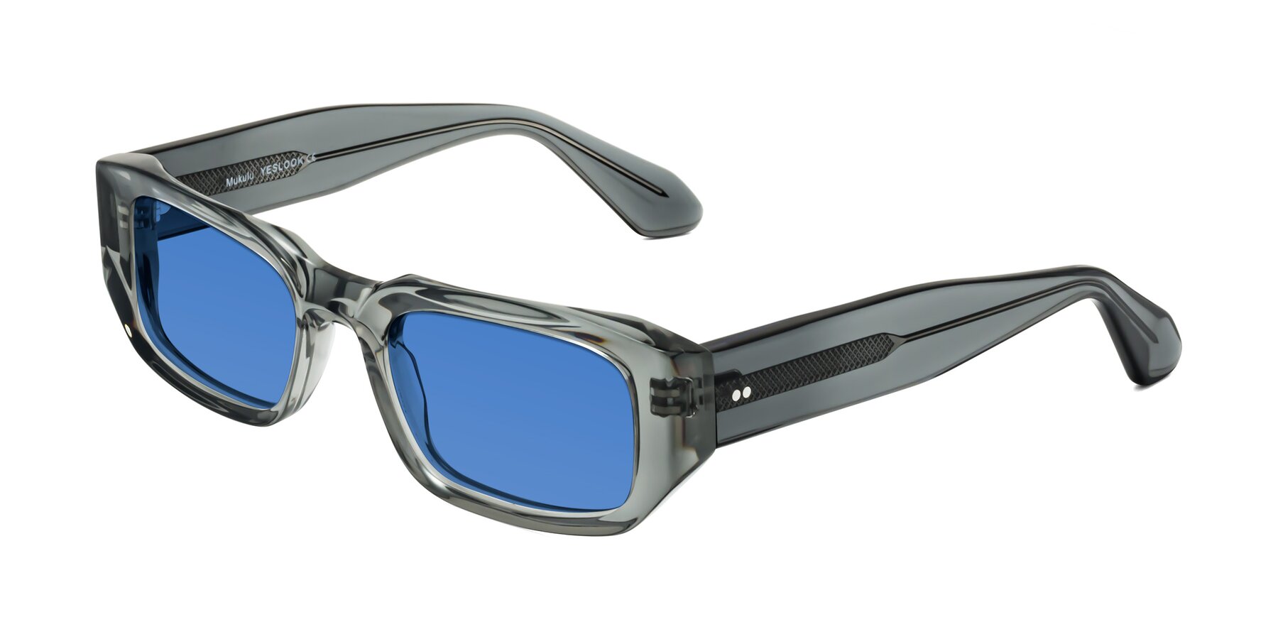 Angle of Mukulu in Transparent Gray with Blue Tinted Lenses