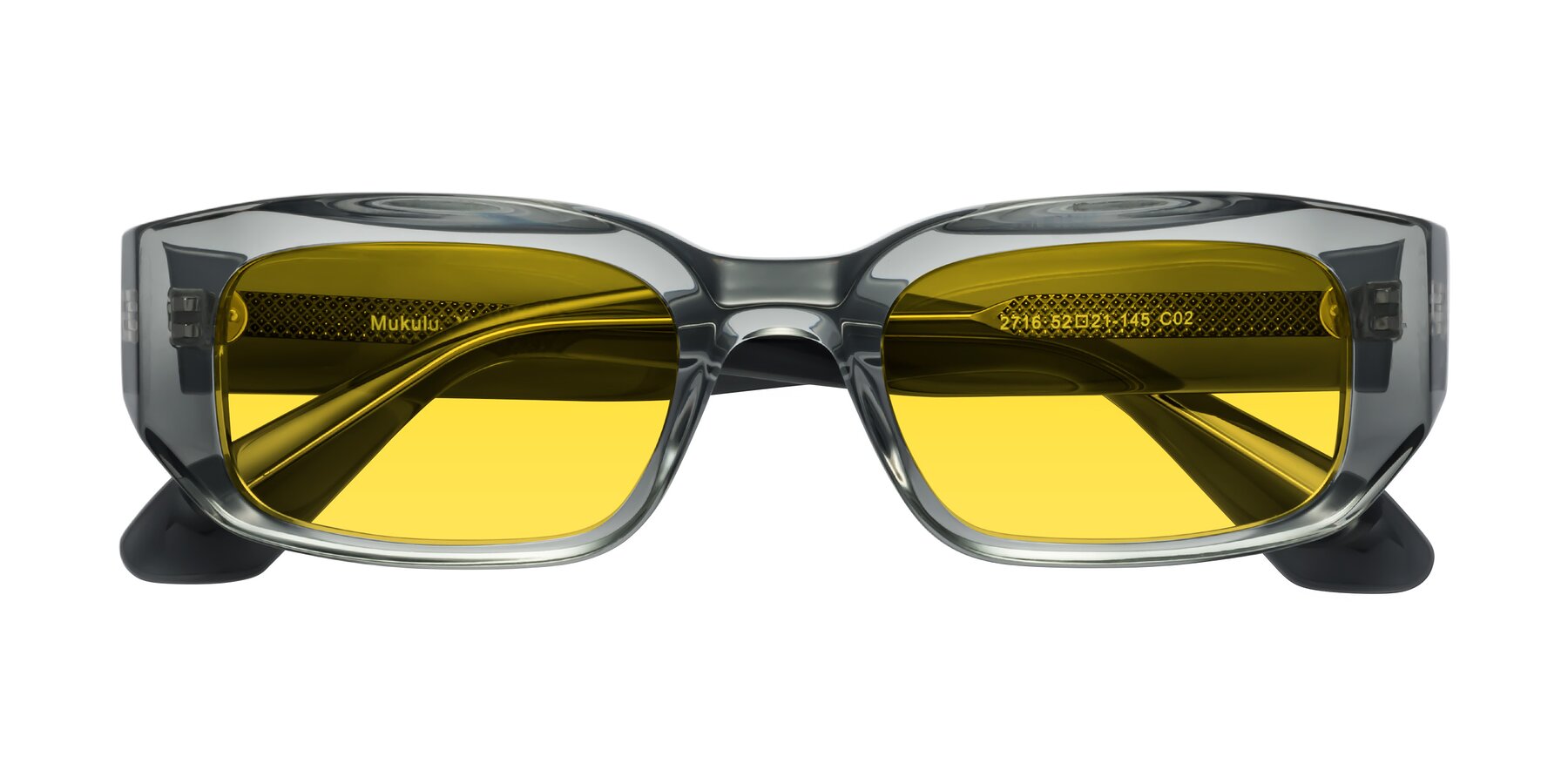Folded Front of Mukulu in Transparent Gray with Yellow Tinted Lenses