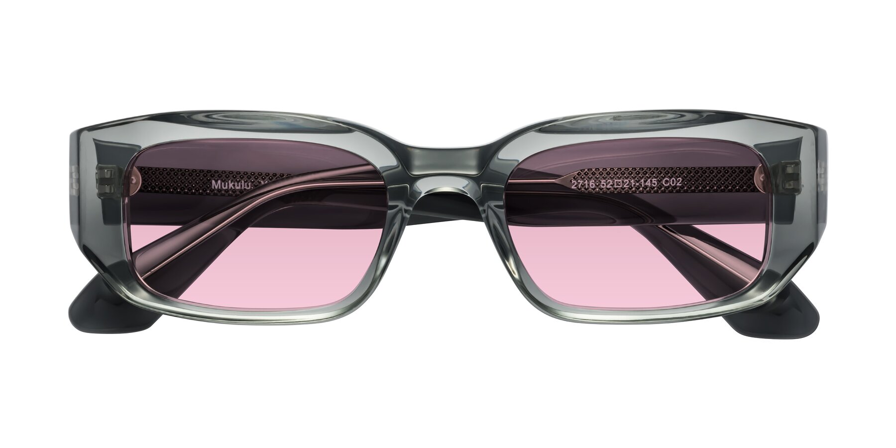 Folded Front of Mukulu in Transparent Gray with Light Wine Tinted Lenses