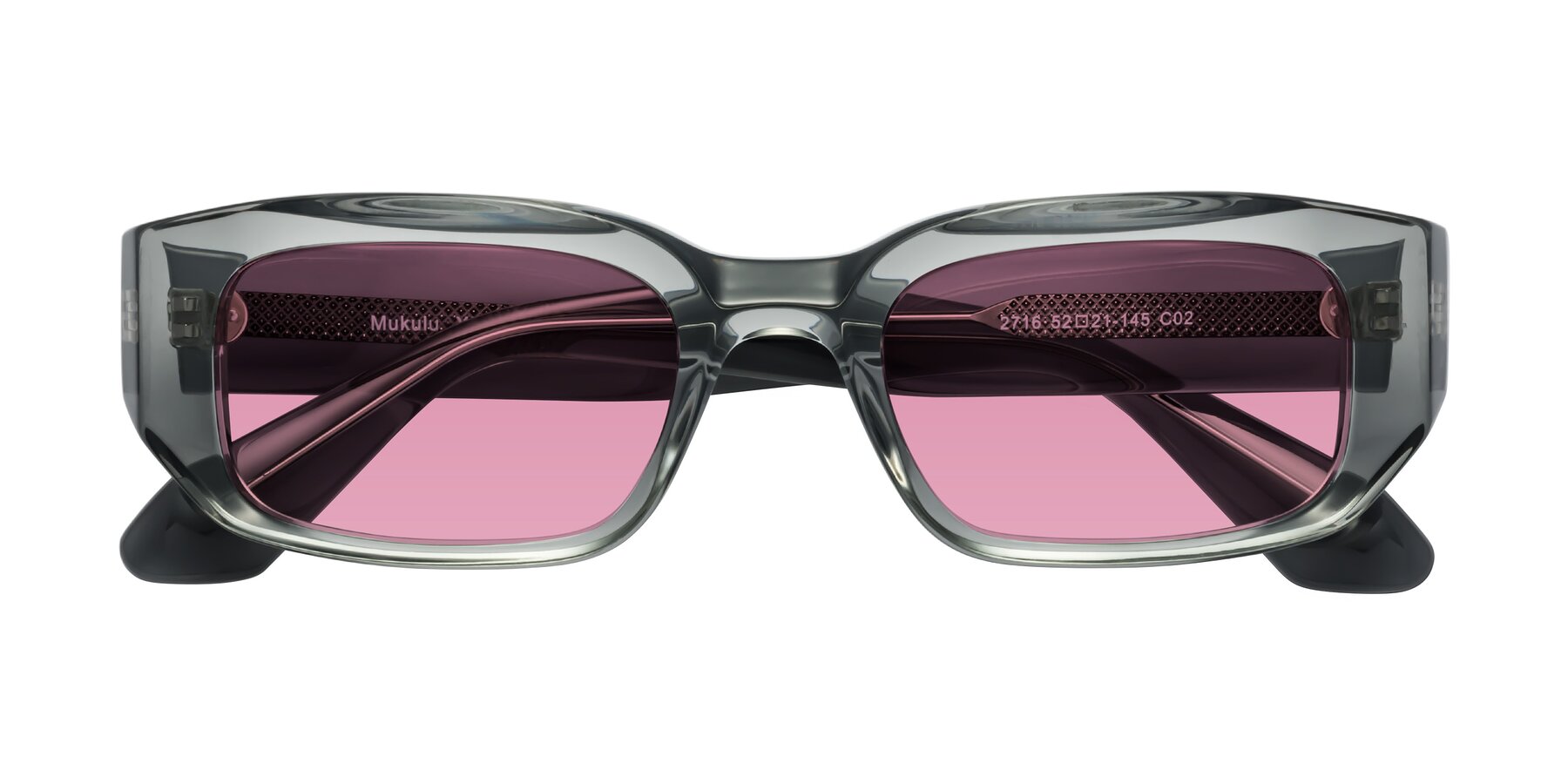 Folded Front of Mukulu in Transparent Gray with Medium Wine Tinted Lenses