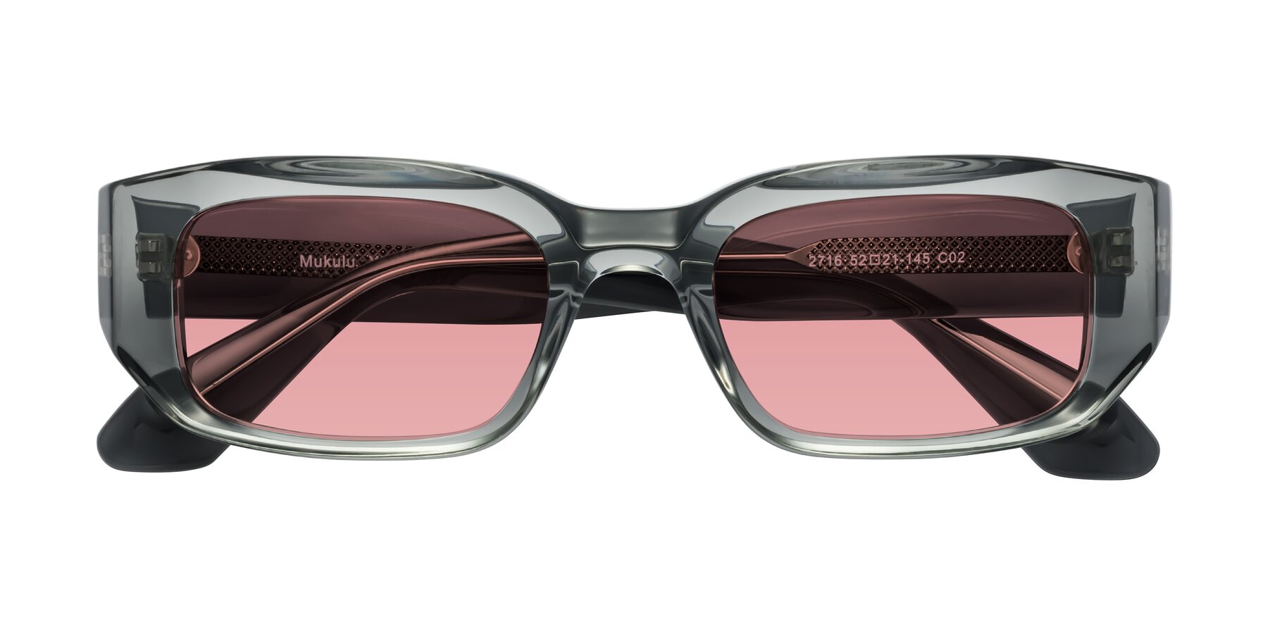 Folded Front of Mukulu in Transparent Gray with Medium Garnet Tinted Lenses