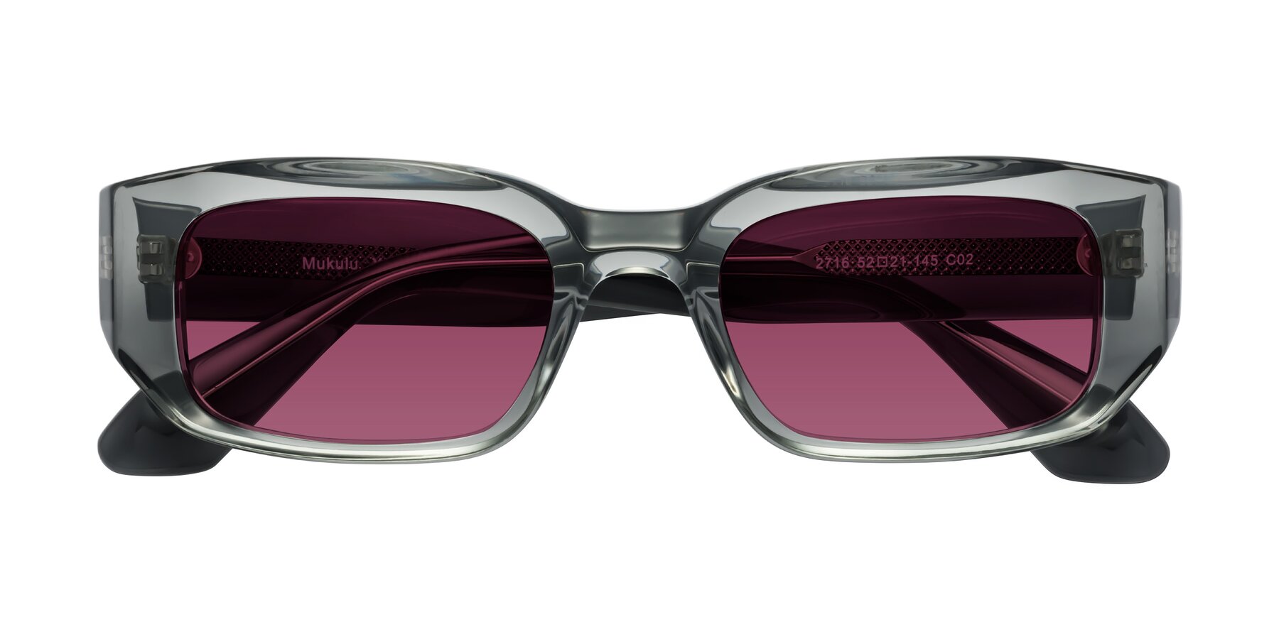 Folded Front of Mukulu in Transparent Gray with Wine Tinted Lenses