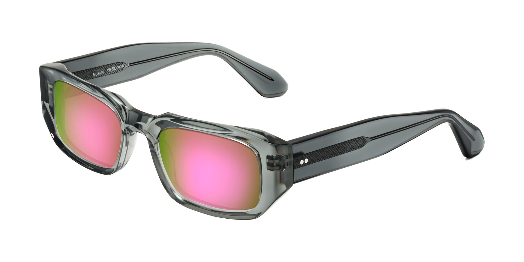 Angle of Mukulu in Transparent Gray with Pink Mirrored Lenses
