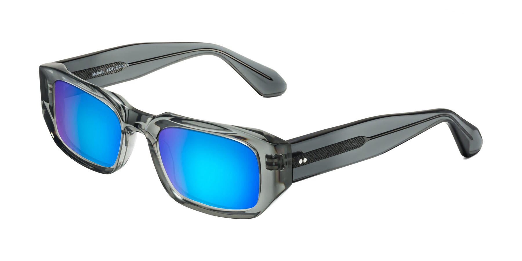 Angle of Mukulu in Transparent Gray with Blue Mirrored Lenses