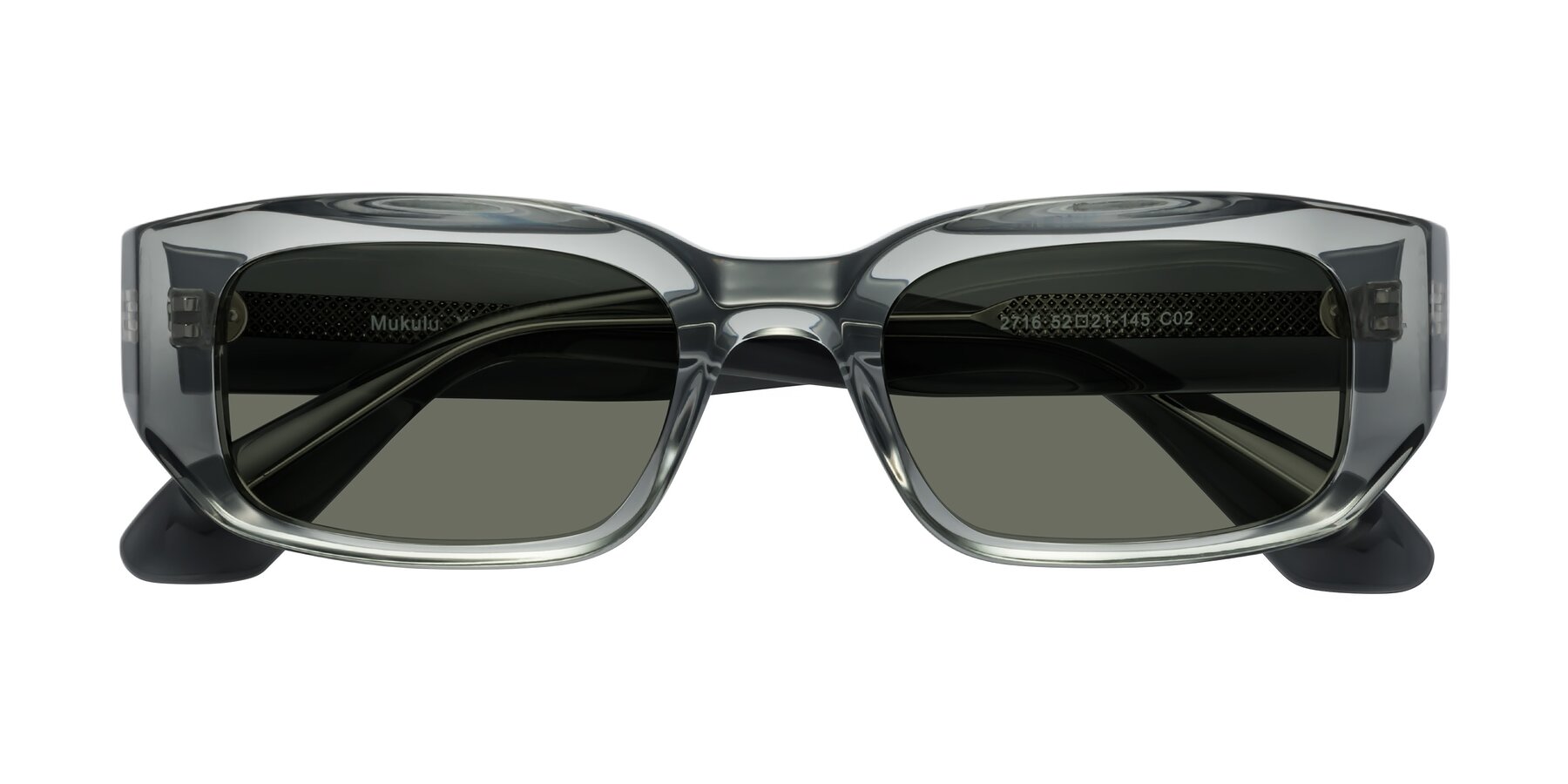 Folded Front of Mukulu in Transparent Gray with Gray Polarized Lenses