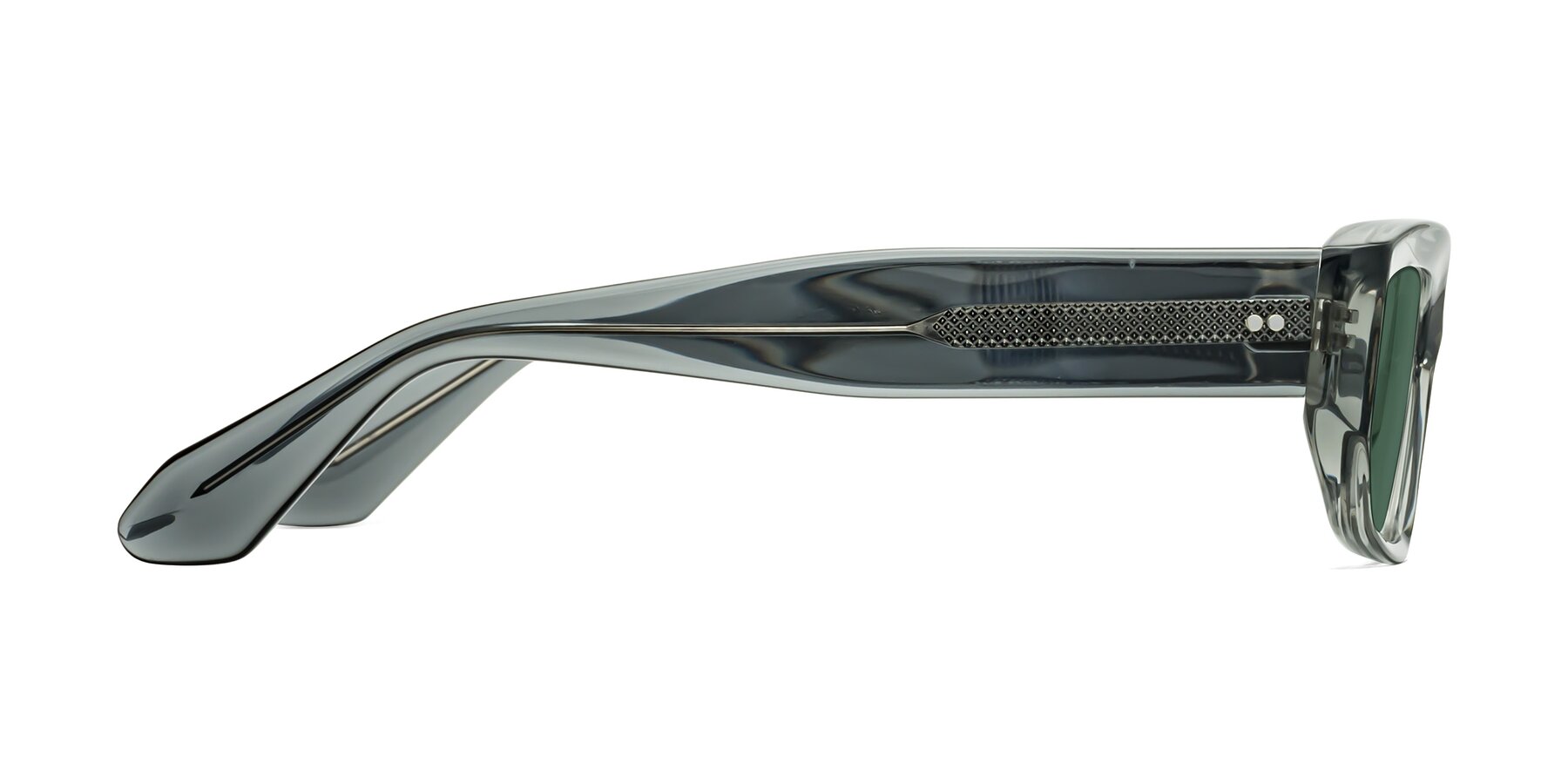 Side of Mukulu in Transparent Gray with Green Polarized Lenses