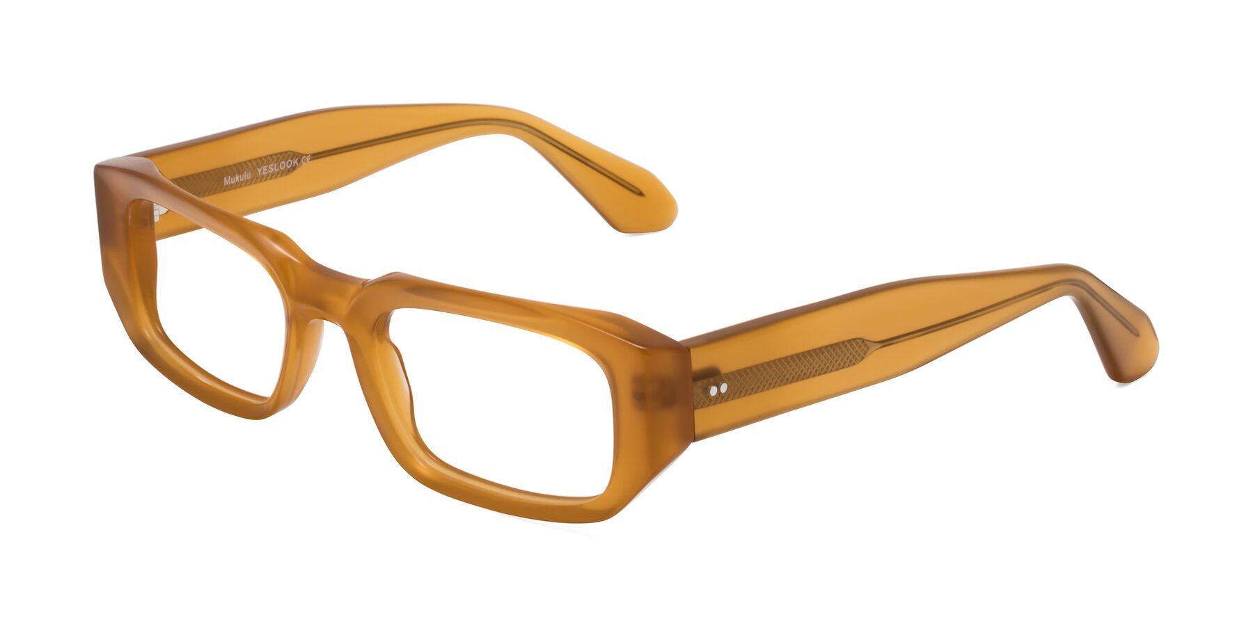 Angle of Mukulu in Honey with Clear Reading Eyeglass Lenses