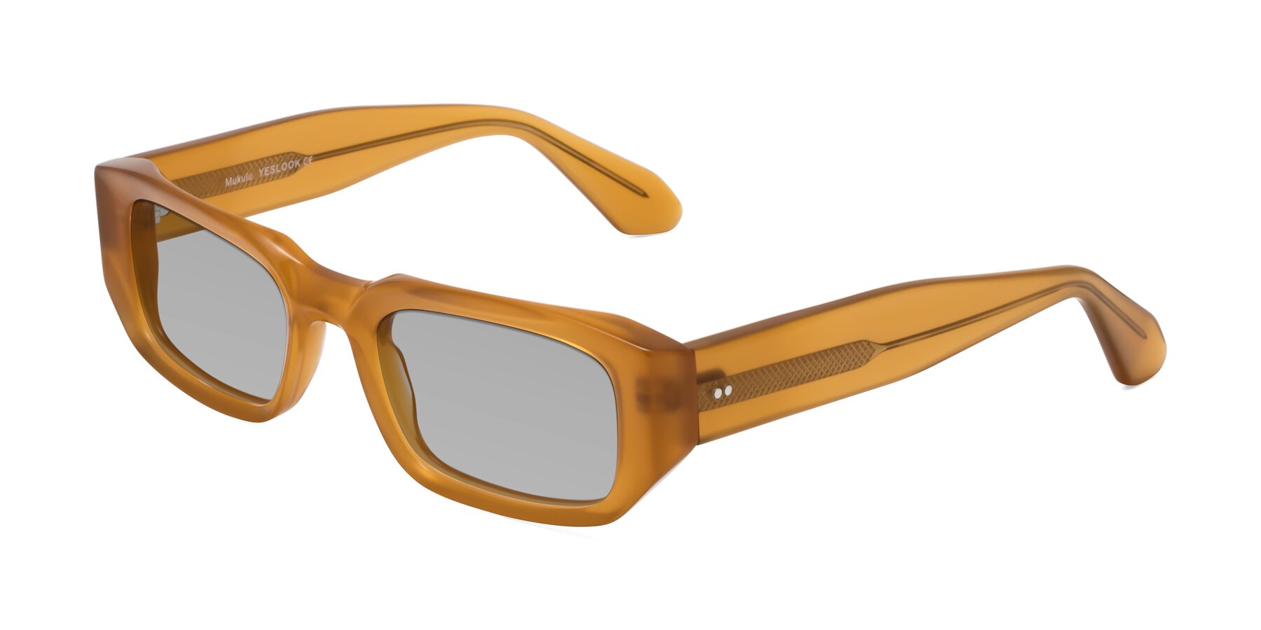 Angle of Mukulu in Honey with Light Gray Tinted Lenses