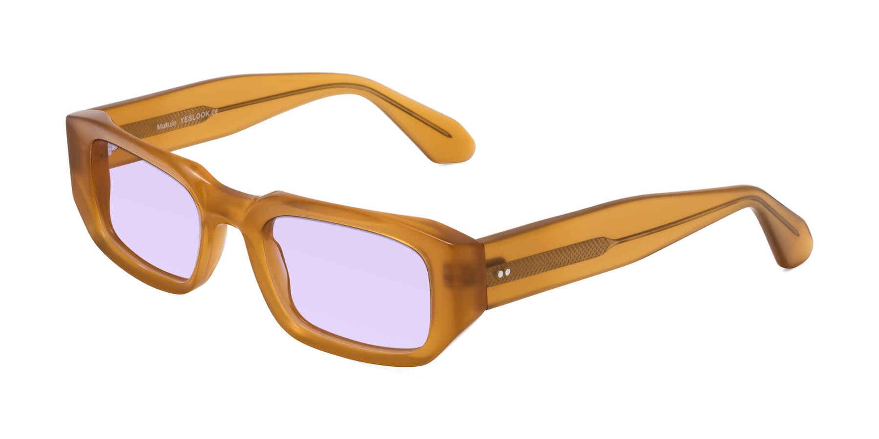 Angle of Mukulu in Honey with Light Purple Tinted Lenses