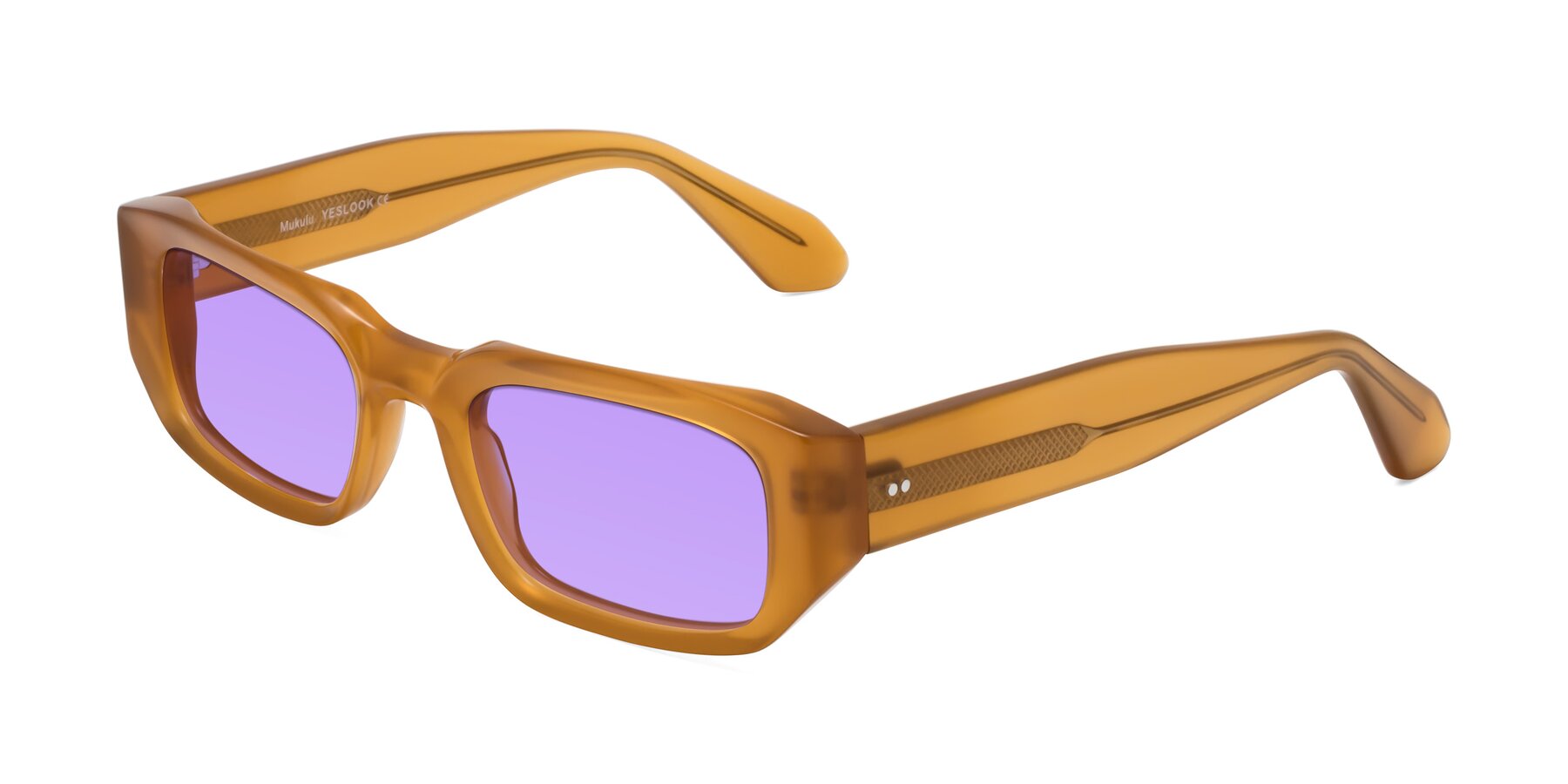 Angle of Mukulu in Honey with Medium Purple Tinted Lenses