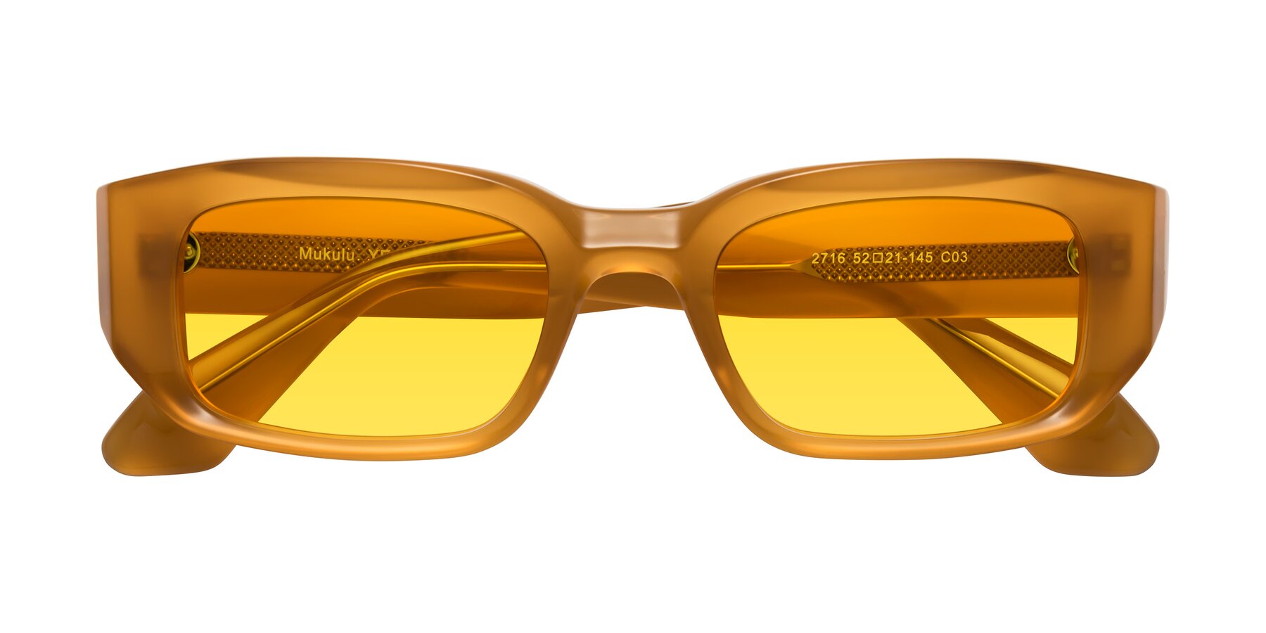 Folded Front of Mukulu in Honey with Yellow Tinted Lenses