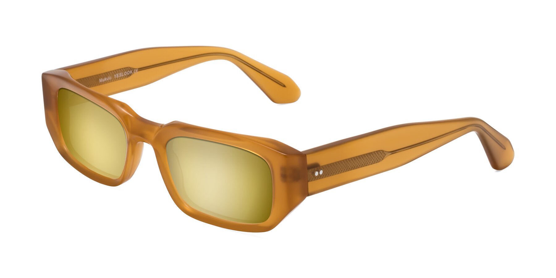 Angle of Mukulu in Honey with Gold Mirrored Lenses