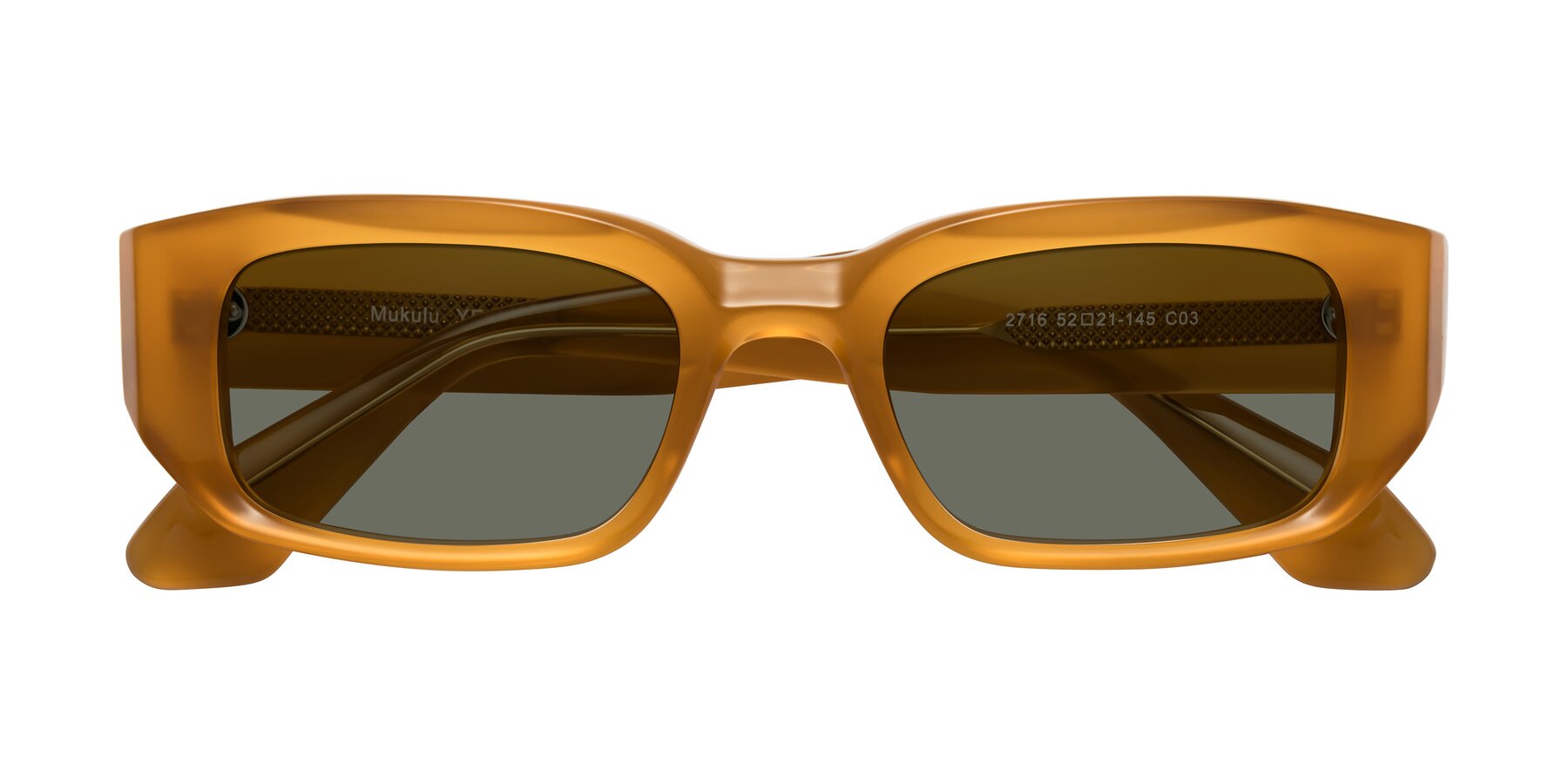 Folded Front of Mukulu in Honey with Gray Polarized Lenses