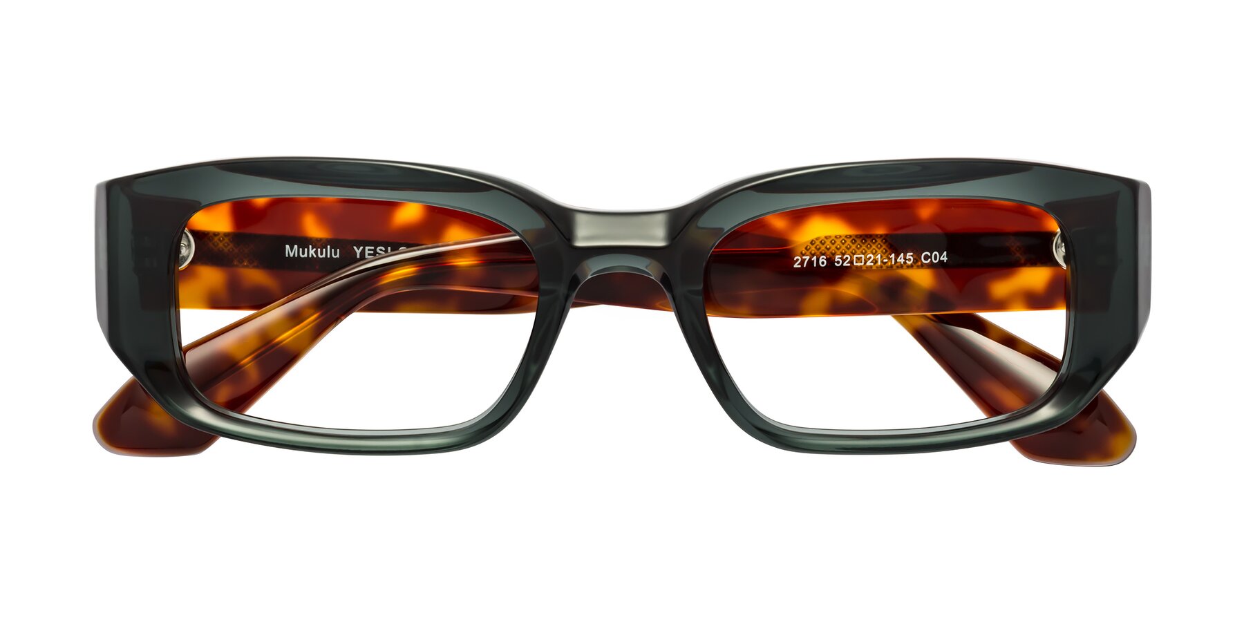 Folded Front of Mukulu in Dark Slate Gray/Tortoise with Clear Eyeglass Lenses