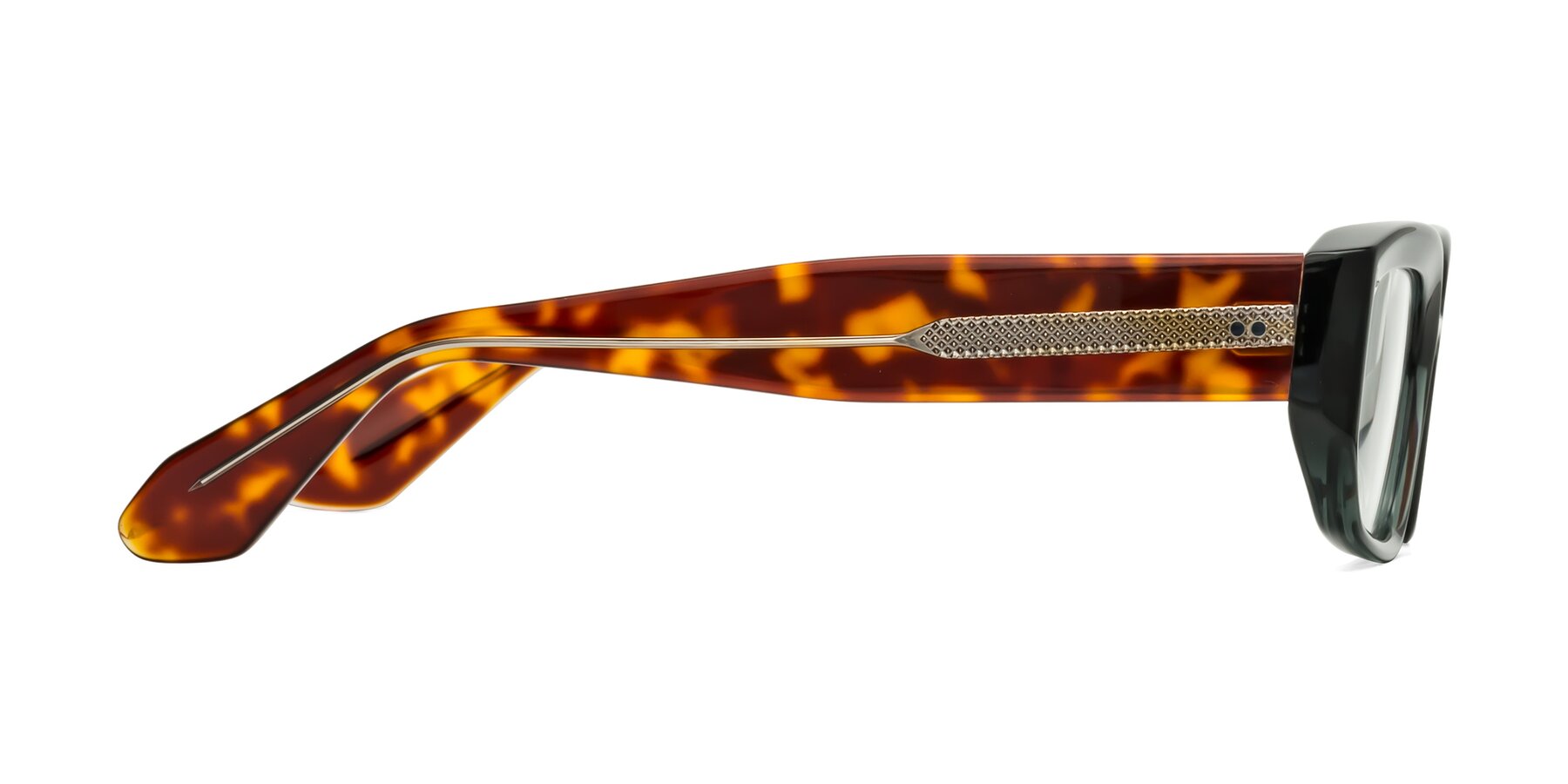 Side of Mukulu in Dark Slate Gray/Tortoise with Clear Eyeglass Lenses