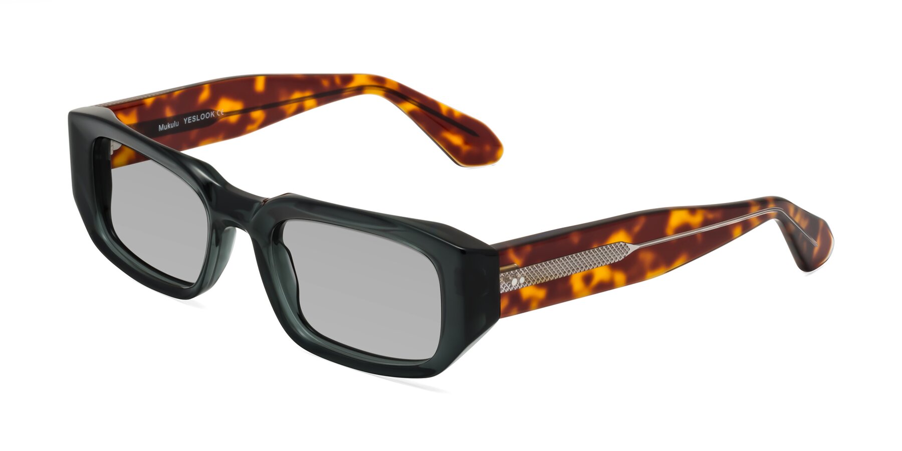 Angle of Mukulu in Dark Slate Gray/Tortoise with Light Gray Tinted Lenses