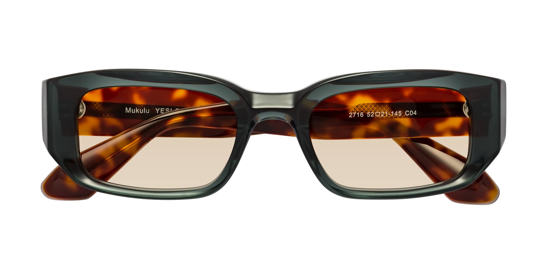 Folded Front of Mukulu in Dark Slate Gray/Tortoise with Light Brown Tinted Lenses