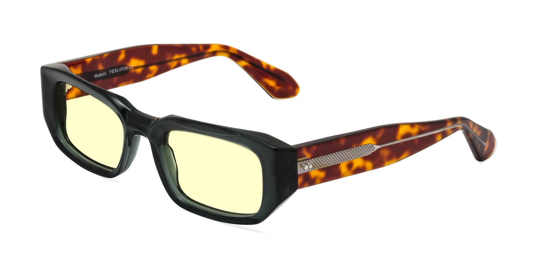 Angle of Mukulu in Dark Slate Gray/Tortoise with Light Yellow Tinted Lenses