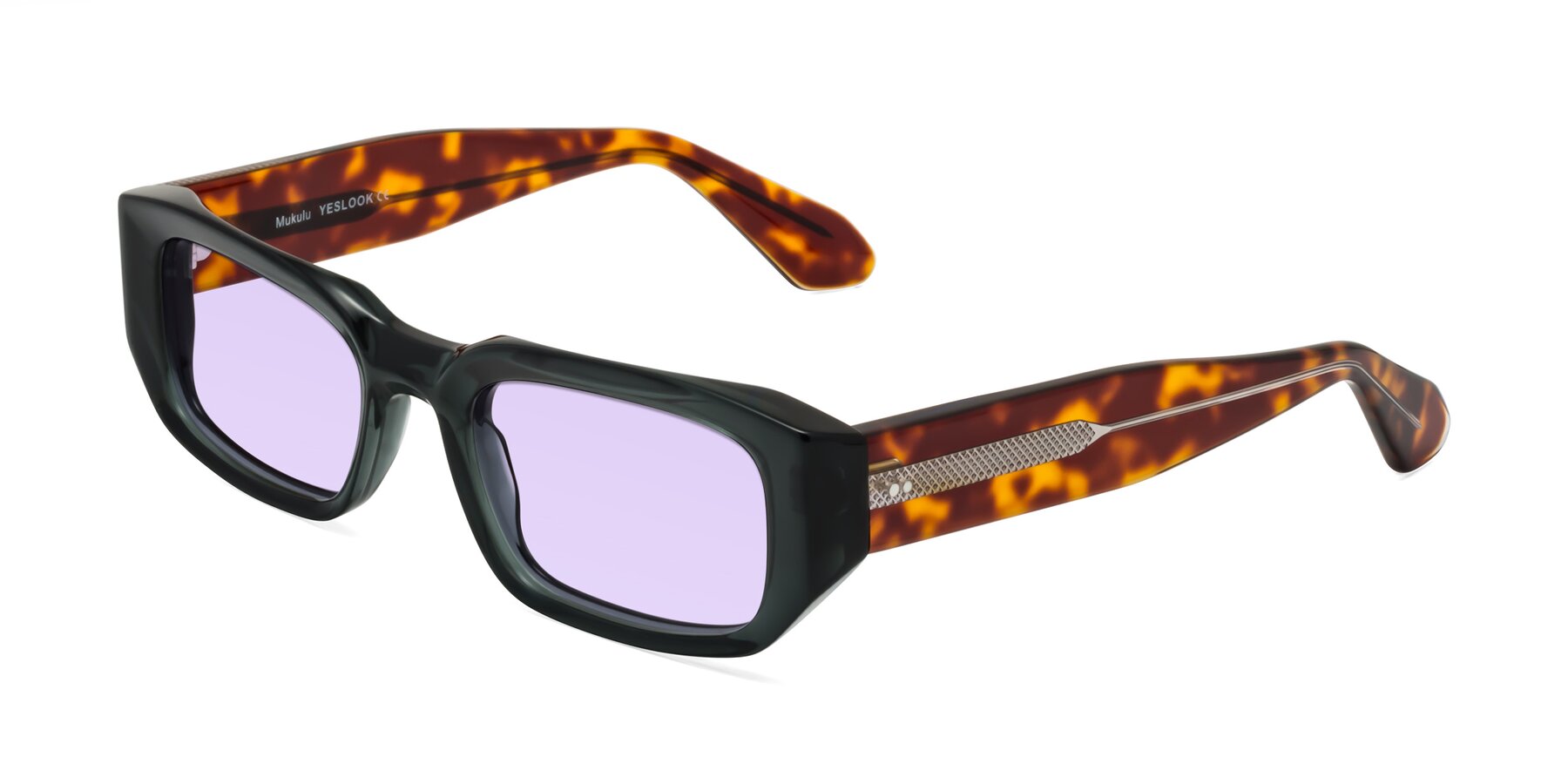 Angle of Mukulu in Dark Slate Gray/Tortoise with Light Purple Tinted Lenses