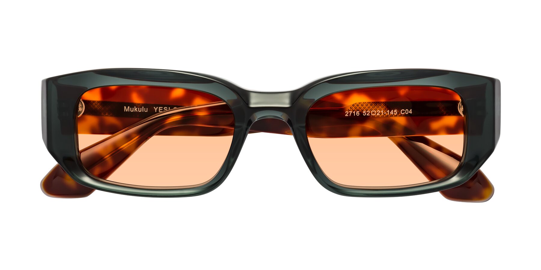 Folded Front of Mukulu in Dark Slate Gray/Tortoise with Light Orange Tinted Lenses
