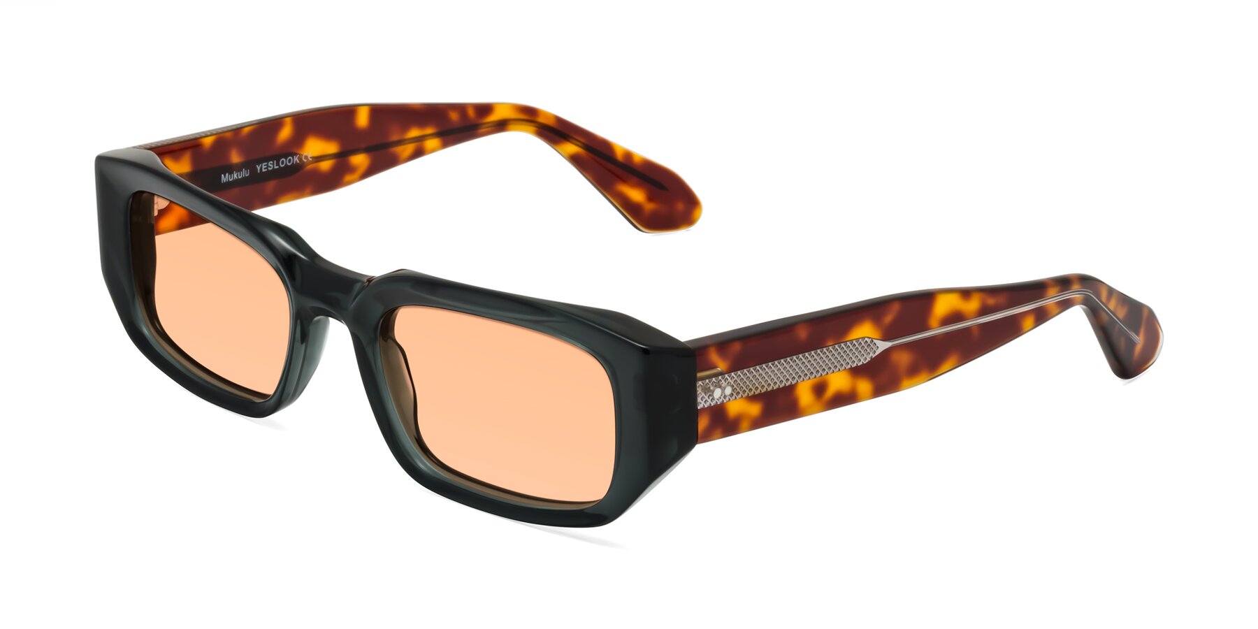 Angle of Mukulu in Dark Slate Gray/Tortoise with Light Orange Tinted Lenses