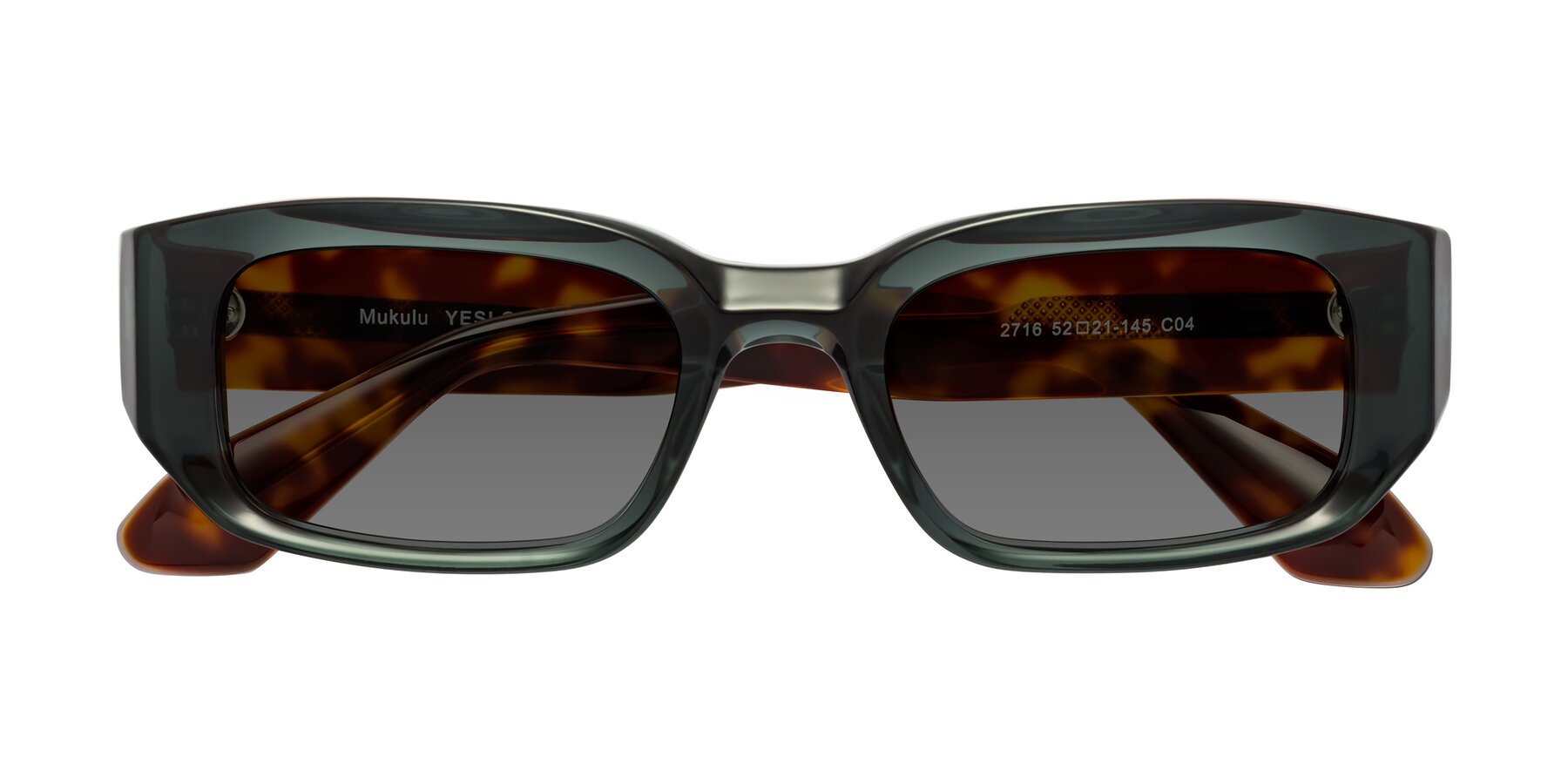 Folded Front of Mukulu in Dark Slate Gray/Tortoise with Medium Gray Tinted Lenses